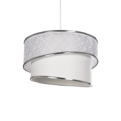 GLOBOSTAR® SONIA 203-0115 Μοντέρνο Κρεμαστό Φωτιστικό Οροφής με Ντουί 1 x E27 AC 220-240V IP20 - Λευκό & Ασημί - Μ30 x Π30 x Υ24cm