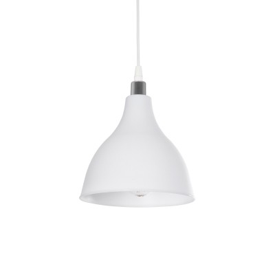 GLOBOSTAR® RADE 203-0126 Μοντέρνο Κρεμαστό Φωτιστικό Οροφής με Ντουί 1 x E27 AC 220-240V IP20 - Λευκό & Ασημί - Μ18.5 x Π18.5 x Υ23cm