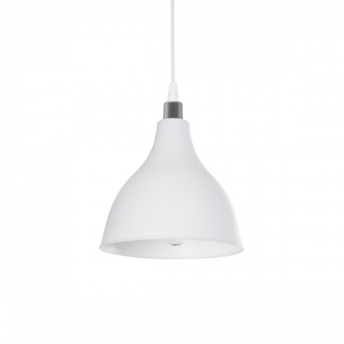 GloboStar® RADE 203-0126 Μοντέρνο Κρεμαστό Φωτιστικό Καμπάνα Μονόφωτο 1 x E27 IP20 Λευκό με Ασημί Πλαστικό - Μ17.5 x Π17.5 x Υ56cm Διακόσμηση - Φως - Χαλιά