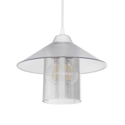 GLOBOSTAR® PROMO 203-0088 Μοντέρνο Κρεμαστό Φωτιστικό Οροφής με Ντουί 1 x E27 AC 220-240V IP20 - Λευκό - Μ25.5 x Π25.5 x Υ20cm