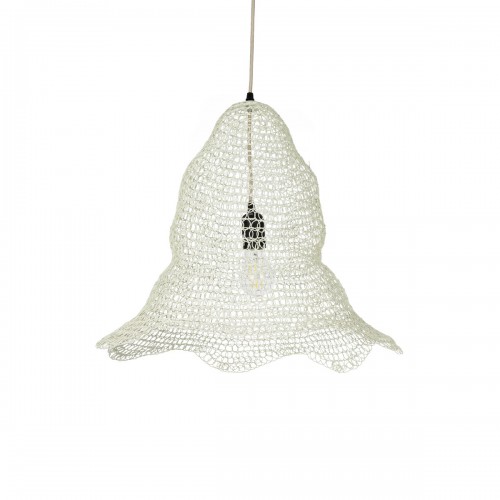 GloboStar® KENTUCKY 01889 Vintage Κρεμαστό Φωτιστικό Πλέγμα Μονόφωτο 1 x E27 IP20 Λευκό Μέταλλο - Μ50 x Π50 x Υ48cm Διακόσμηση - Φως - Χαλιά