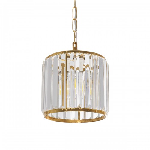 GloboStar® GLAMOROUS 203-0093 Κρύσταλλο Κρεμαστό Φωτιστικό Κρύσταλλα Μονόφωτο 1 x E27 IP20 Χρυσό Μεταλλό με Κρύσταλλο - Μ20 x Π20 x Υ45cm Διακόσμηση - Φως - Χαλιά