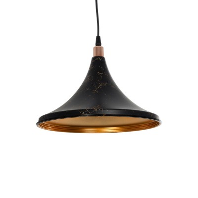 GLOBOSTAR® MARBLE 203-0099 Μοντέρνο Κρεμαστό Φωτιστικό Οροφής με Ντουί 1 x E27 AC 220-240V IP20 - Μαύρο & Χρυσό - Μ30 x Π30 x Υ20cm