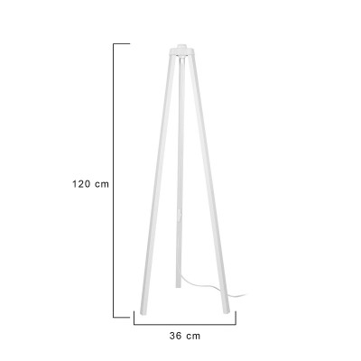 GloboStar® TRIPOD 203-0259 Μοντέρνο Επιδαπέδιο Φωτιστικό Μονόφωτο 1 x E27 IP20 Λευκό Ξύλο - Μ38 x Π38 x Υ120cm Διακόσμηση - Φως - Χαλιά