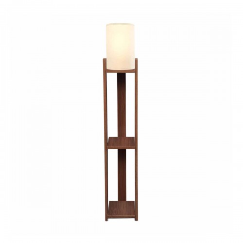 GloboStar® VENTORA 204-0125 Μοντέρνο Eπιδαπέδιο Φωτιστικό Μονόφωτο 1 x E27 IP20 Καφέ Ξύλο με Μπεζ Ύφασμα - Μ20 x Π20 x Υ142cm Διακόσμηση - Φως - Χαλιά