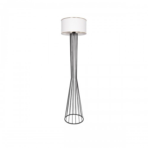 GloboStar® NOVA 201-0036 Μοντέρνο Επιδαπέδιο Φωτιστικό 1 x E27 IP20 Μαύρο Μεταλλό με Λευκό Ύφασμα - Μ38 x Π38 x Υ155cm Διακόσμηση - Φως - Χαλιά