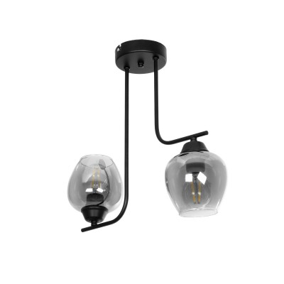 GLOBOSTAR® GLOSSA 201-0091 Vintage Φωτιστικό Οροφής με Ντουί 2 x E27 AC 220-240V IP20 - Μαύρο & Μαύρο Φιμέ - Μ40 x Π15 x Υ17cm