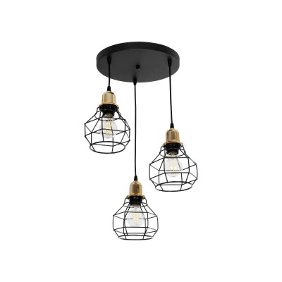 GLOBOSTAR® NOVARAY 201-0083 Vintage Κρεμαστό Φωτιστικό Οροφής με Ντουί 3 x E27 AC 220-240V IP20 - Μαύρο & Χρυσό - Μ40 x Π40 x Υ50cm GLOBOSTAR® NOVARAY 201-0083 Vintage Κρεμαστό Φωτιστικό Οροφής με Ντουί 3 x E27 AC 220-240V IP20 - Μαύρο & Χρυσό - Μ40 x Π40 x Υ50cm