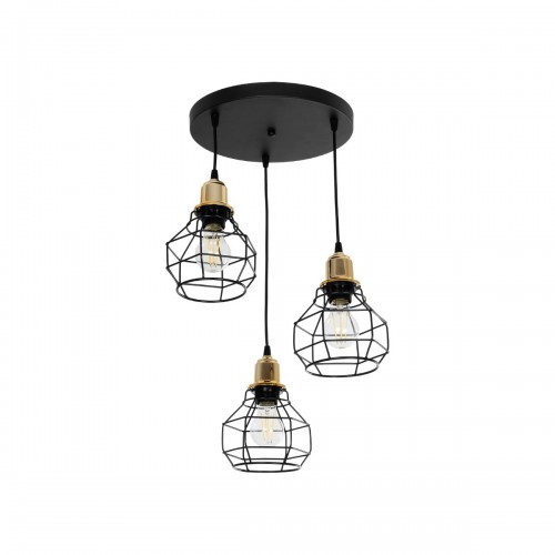 GloboStar® NOVARAY 201-0083 Vintage Κρεμαστό Φωτιστικό Πλέγμα Τρίφωτο 3 x E27 IP20 Μαύρο Μέταλλο - Μ33 x Π33 x Υ75cm Διακόσμηση - Φως - Χαλιά GloboStar® NOVARAY 201-0083 Vintage Κρεμαστό Φωτιστικό Πλέγμα Τρίφωτο 3 x E27 IP20 Μαύρο Μέταλλο - Μ33 x Π33 x Υ75cm Διακόσμηση - Φως - Χαλιά