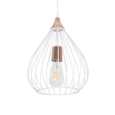 GLOBOSTAR® RADIARO 201-0014 Vintage Κρεμαστό Φωτιστικό Οροφής με Ντουί 1 x E27 AC 220-240V IP20 - Λευκό & Χάλκινο - Μ26 x Π26 x Υ35cm