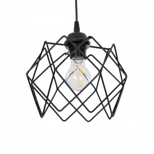 GloboStar® SOLON 201-0059 Μοντέρνο Κρεμαστό Φωτιστικό Πλέγμα Μονόφωτο 1 x E27 IP20 Μαύρο Μέταλλο - Μ22 x Π22 x Υ70cm Διακόσμηση - Φως - Χαλιά