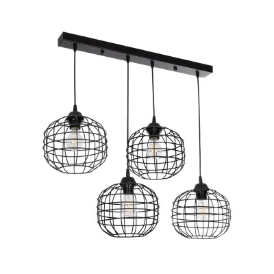 GLOBOSTAR® PULSAR 201-0103 Vintage Κρεμαστό Φωτιστικό Οροφής με Ντουί 4 x E27 AC 220-240V IP20 - Μαύρο - Μ80 x Π22 x Υ46cm