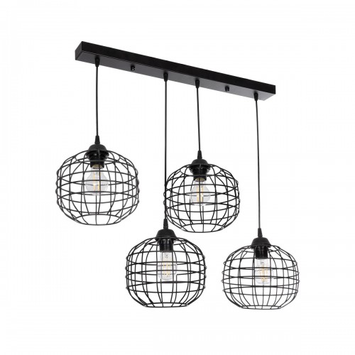 GloboStar® PULSAR 201-0103 Vintage Κρεμαστό Φωτιστικό Ράγα Πολύφωτο 4 x E27 IP20 Μαύρο Μέταλλο - Μ70 x Π20 x Υ80cm Διακόσμηση - Φως - Χαλιά