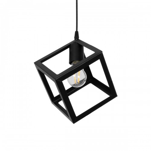 GloboStar® DISE 201-0049 Μοντέρνο Κρεμαστό Φωτιστικό Κύβος Μονόφωτο 1 x E27 IP20 Μαύρο Μέταλλο - Μ18 x Π18 x Υ68cm Διακόσμηση - Φως - Χαλιά