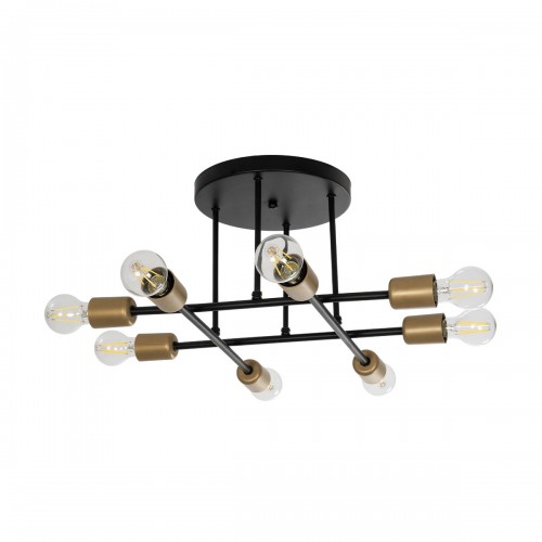 GloboStar® BLAZEA 201-0064 Vintage Οροφής Πλέγμα Πολύφωτο 8 x E27 IP20 Μπρονζέ με Μαύρο Μέταλλο - Μ40 x Π40 x Υ25cm Διακόσμηση - Φως - Χαλιά