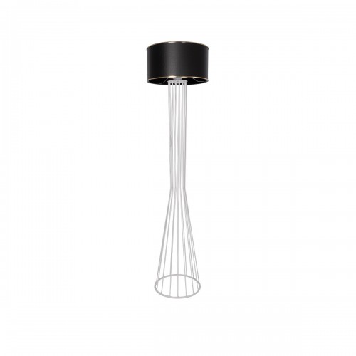GloboStar® NOVA 201-0038 Μοντέρνο Επιδαπέδιο Φωτιστικό 1 x E27 IP20 Λευκό Μεταλλό με Μαύρο Ύφασμα - Μ38 x Π38 x Υ155cm Διακόσμηση - Φως - Χαλιά
