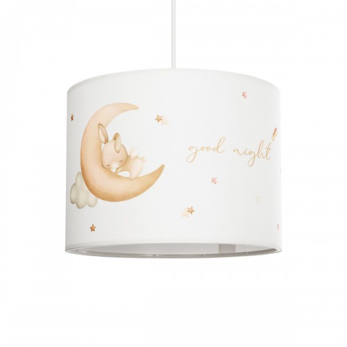 GloboStar® MOON 204-0019 Παιδικό Κρεμαστό Φωτιστικό Φιγούρα Μονόφωτο 1 x E27 IP20 Λευκό Ύφασμα - Μ28 x Π28 x Υ70cm Διακόσμηση - Φως - Χαλιά