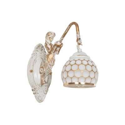 GLOBOSTAR® MERMAID 01317 Vintage Φωτιστικό Τοίχου - Απλίκα με Ντουί 1 x E27 AC 220-240V IP20 - Χρυσό & Λευκό - Μ12.5 x Π28 x Υ27cm GLOBOSTAR® MERMAID 01317 Vintage Φωτιστικό Τοίχου - Απλίκα με Ντουί 1 x E27 AC 220-240V IP20 - Χρυσό & Λευκό - Μ12.5 x Π28 x Υ27cm