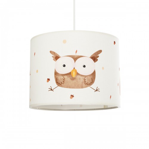 GloboStar® OWL 204-0017 Παιδικό Κρεμαστό Φωτιστικό Φιγούρα Μονόφωτο 1 x E27 IP20 Λευκό Ύφασμα - Μ28 x Π28 x Υ70cm Διακόσμηση - Φως - Χαλιά