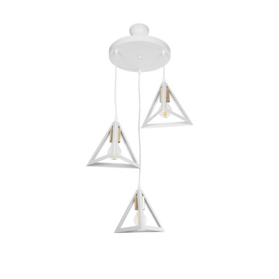 GLOBOSTAR® TRIANGLE 203-0166 Μοντέρνο Κρεμαστό Φωτιστικό Οροφής με Ντουί 3 x E27 AC 220-240V IP20 - Λευκό & Χρυσό - Μ67 x Π67 x Υ50cm