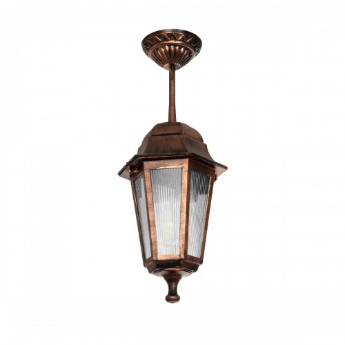 GloboStar® VITRO 203-0194 Vintage Κρεμαστό Φωτιστικό Φαναράκι Μονόφωτο 1 x E27 IP44 Χάλκινο Πλαστικό Σώμα - Μ16 x Π16 x Υ48cm Διακόσμηση - Φως - Χαλιά