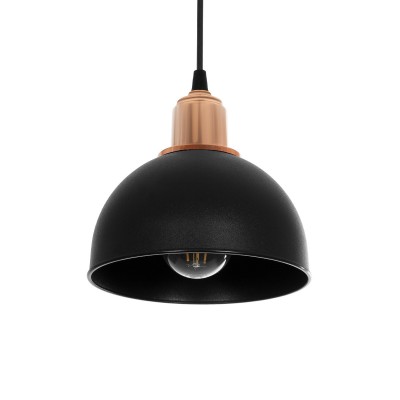 GLOBOSTAR® ΗUT 203-0145 Μοντέρνο Κρεμαστό Φωτιστικό Οροφής με Ντουί 1 x E27 AC 220-240V IP20 - Μάυρο & Χάλκινο - Μ18 x Π18 x Υ18cm