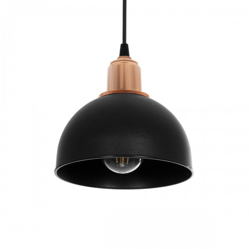 GloboStar® ΗUT 203-0145 Μοντέρνο Κρεμαστό Φωτιστικό Καμπάνα Μονόφωτο 1 x E27 IP20 Μάυρο με Χρυσό Πλαστικό - Μ17.5 x Π17.5 x Υ80cm Διακόσμηση - Φως - Χαλιά