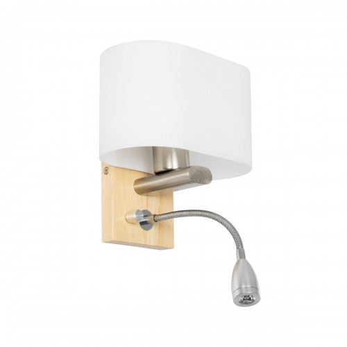 GloboStar® SUTTON 01316 Μοντέρνο Φωτιστικό Τοίχου Απλίκα Δίφωτο Ξύλινο με Λευκό Ματ Γυαλί και Βραχίονα με LED Μ15 x Π20 x Υ22.5cm Διακόσμηση - Φωτισμός - Χαλιά