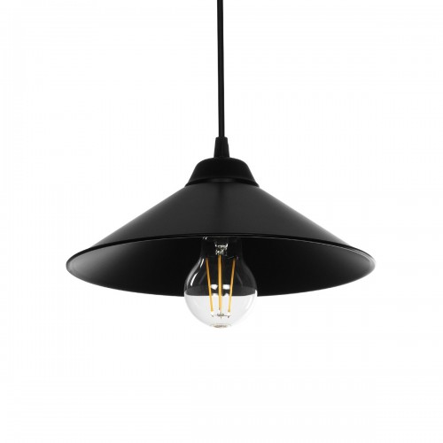GloboStar® FONTE 203-0080 Μοντέρνο Κρεμαστό Φωτιστικό Καμπάνα Μονόφωτο 1 x E27 IP20 Μαύρο Πλαστικό - Μ25 x Π25 x Υ90cm Διακόσμηση - Φως - Χαλιά