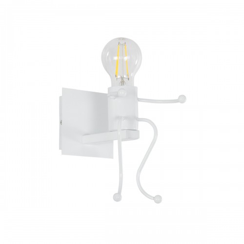 GloboStar® LITTLE MAN 01389 Μοντέρνο Φωτιστικό Τοίχου Απλίκα Μονόφωτο Λευκό Μεταλλικό Μ12 x Π19 x Υ17cm Διακόσμηση - Φωτισμός - Χαλιά
