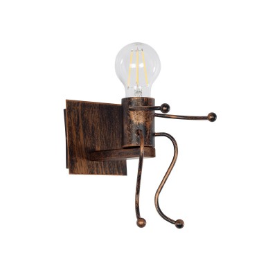 GLOBOSTAR® LITTLE MAN 01592 Μοντέρνο Φωτιστικό Τοίχου - Απλίκα με Ντουί 1 x E27 AC 220-240V IP20 - Χάλκινο - Μ12 x Π19 x Υ17cm