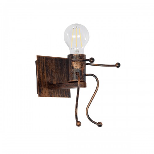 GloboStar® LITTLE 01592 Μοντέρνο Φωτιστικό Τοίχου Απλίκα Μονόφωτο Καφέ Σκουριά Μεταλλικό Μ12 x Π19 x Υ17cm Διακόσμηση - Φωτισμός - Χαλιά