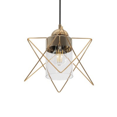 GLOBOSTAR® PLEX 202-0037 Μοντέρνο Κρεμαστό Φωτιστικό Οροφής με Ντουί 1 x E27 AC 220-240V IP20 - Χρυσό & Διάφανο - Μ25 x Π25 x Υ23cm GLOBOSTAR® PLEX 202-0037 Μοντέρνο Κρεμαστό Φωτιστικό Οροφής με Ντουί 1 x E27 AC 220-240V IP20 - Χρυσό & Διάφανο - Μ25 x Π25 x Υ23cm