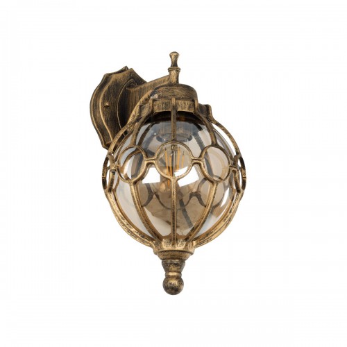 GloboStar® ETOILE 01227 Vintage Industrial Φωτιστικό Τοίχου Απλίκα Μονόφωτο Μπρονζέ Χρυσό Μεταλλικό Πλέγμα με Μελί Γυαλί Φ18 x Υ27cm Διακόσμηση - Φως - Χαλιά
