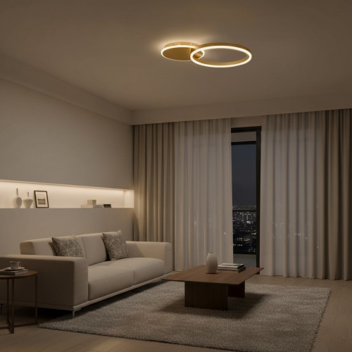 kelvo® VENOM KLV-101-0183 Φωτιστικό Οροφής LED 45W 4500lm 360° AC 220-240V IP20 Ρυθμιζόμενο Λευκό CCT με Χειριστήριο από 2700K έως 6000K Dimmable - Lumileds SMD Chip - Χρυσό Πλατίνα - Μ60 x Π40 x Υ7.5cm - 3 Χρόνια Εγγύηση Διακόσμηση - Φως - Χαλιά