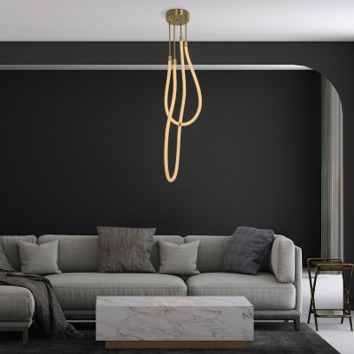 kelvo® GLOW KLV-101-0153 Φωτιστικό Οροφής LED 42W 4200lm 360° AC 220-240V IP20 Ρυθμιζόμενο Λευκό CCT με Χειριστήριο από 2700K έως 6000K Dimmable - Lumileds SMD Chip - Χρυσό Πλατίνα - Μ50 x Π50 x Υ70cm - 3 Χρόνια Εγγύηση