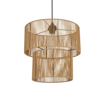 GLOBOSTAR® ROXXI 205-0019 Boho Κρεμαστό Φωτιστικό Οροφής με Ντουί 1 x E27 AC 220-240V IP20 - Μπεζ - M35 x Π35 x Υ37cm