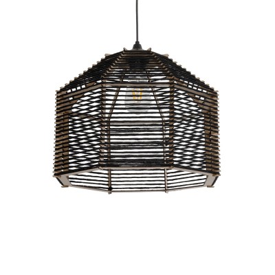 GLOBOSTAR® VORK 205-0027 Boho Κρεμαστό Φωτιστικό Οροφής με Ντουί 1 x E27 AC 220-240V IP20 - Μαύρο - M40 x Π40 x Υ36cm