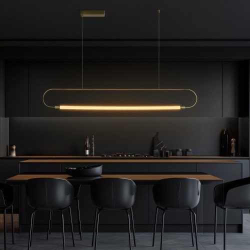kelvo® GLOW KLV-101-0177 Κρεμαστό Φωτιστικό Οροφής LED 15W 1500lm 360° AC 220-240V IP20 Ρυθμιζόμενο Λευκό CCT με Χειριστήριο από 2700K έως 6000K Dimmable - Lumileds SMD Chip - Χρυσό Πλατίνα - Μ120 x Π3 x Υ17cm - 3 Χρόνια Εγγύηση Διακόσμηση - Φως - Χαλιά