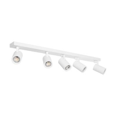 kelvo® SPOTA KLV-101-0143 Μοντέρνο Κινούμενο Φωτιστικό Σποτ Οροφής με Ντουί 5 x GU10 90° AC 220-240V IP20 - Λευκό Ματ - Μ79.5 x Π6.3 x Υ14cm Διακόσμηση - Φως - Χαλιά