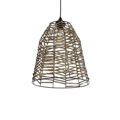 GLOBOSTAR® NETZ 205-0026 Boho Κρεμαστό Φωτιστικό Οροφής με Ντουί 1 x E27 AC 220-240V IP20 - Μπεζ - M30 x Π30 x Υ38cm