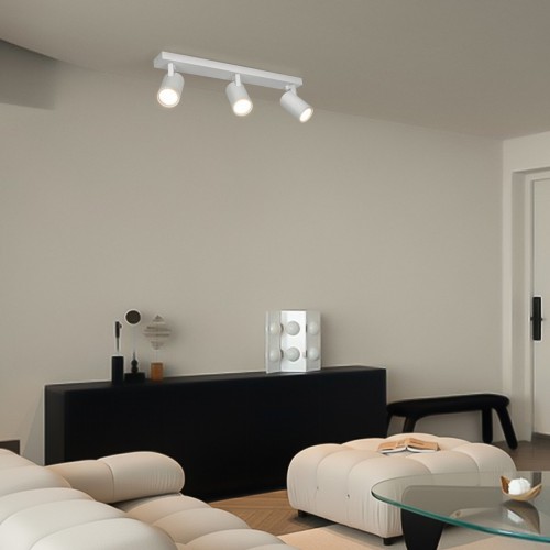 kelvo® SPOTA KLV-101-0139 Μοντέρνο Κινούμενο Φωτιστικό Σποτ Οροφής με Ντουί 3 x GU10 90° AC 220-240V IP20 - Λευκό Ματ - Μ48 x Π6.2 x Υ14cm Διακόσμηση - Φως - Χαλιά