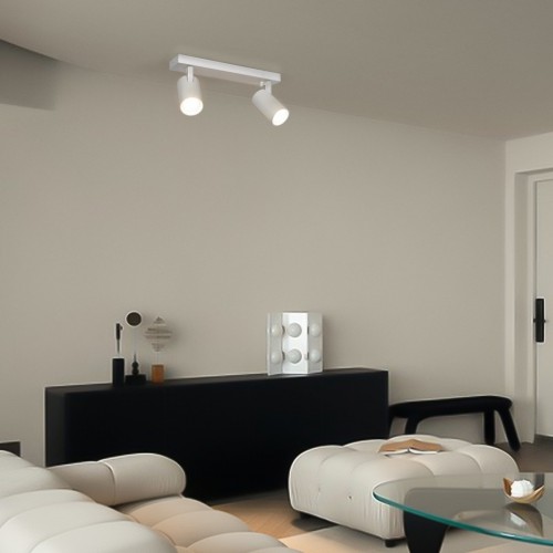 kelvo® SPOTA KLV-101-0137 Μοντέρνο Κινούμενο Φωτιστικό Σποτ Οροφής με Ντουί 2 x GU10 90° AC 220-240V IP20 - Λευκό Ματ - Μ30 x Π6 x Υ14.5cm Διακόσμηση - Φως - Χαλιά