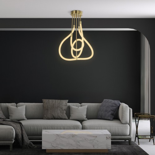 kelvo® GLOW KLV-101-0152 Φωτιστικό Οροφής LED 40W 4000lm 360° AC 220-240V IP20 Ρυθμιζόμενο Λευκό CCT με Χειριστήριο από 2700K έως 6000K Dimmable - Lumileds SMD Chip - Χρυσό Πλατίνα - Μ50 x Π50 x Υ70cm - 3 Χρόνια Εγγύηση Διακόσμηση - Φως - Χαλιά
