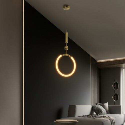 kelvo® GLOW KLV-101-0175 Κρεμαστό Φωτιστικό Οροφής LED 18W 1800lm 360° AC 220-240V IP20 Ρυθμιζόμενο Λευκό CCT με On/Off 2700K/4500K/6000K - Lumileds SMD Chip - Χρυσό Πλατίνα - Μ30 x Π6 x Υ60cm - 3 Χρόνια Εγγύηση Διακόσμηση - Φως - Χαλιά