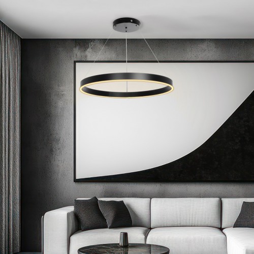 kelvo® VENOM KLV-101-0190 Κρεμαστό Φωτιστικό Οροφής LED 67W 6700lm 120° AC 220-240V IP20 Ρυθμιζόμενο Λευκό CCT με Χειριστήριο από 2700K έως 6000K Dimmable - Lumileds SMD Chip - Μαύρο Ματ - Μ80 x Π80 x Υ6.5cm - 3 Χρόνια Εγγύηση Διακόσμηση - Φως - Χαλιά