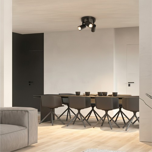 kelvo® SPOTA KLV-101-0144 Μοντέρνο Κινούμενο Φωτιστικό Σποτ Οροφής με Ντουί 3 x GU10 90° AC 220-240V IP20 - Μαύρο Ματ - Μ19 x Π19 x Υ14cm Διακόσμηση - Φως - Χαλιά