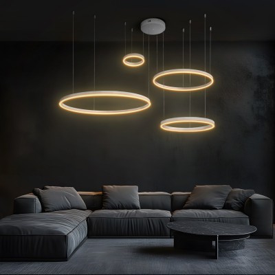 kelvo® VENOM KLV-101-0203 Κρεμαστό Φωτιστικό Οροφής LED 150W 15000lm 120° AC 220-240V IP20 Ρυθμιζόμενο Λευκό CCT με Χειριστήριο από 2700K έως 6000K Dimmable - Lumileds SMD Chip - Λευκό Ματ - Μ150 x Π90 x Υ60cm - 3 Χρόνια Εγγύηση