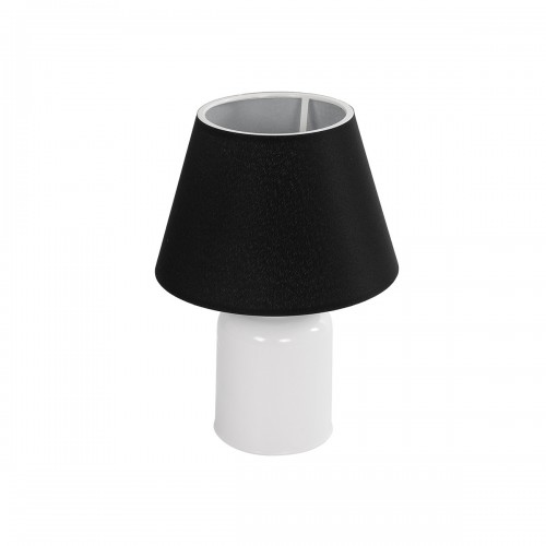 GloboStar® CIA 204-0081 Μοντέρνο Eπιτραπέζιο Φωτιστικό Μονόφωτο 1 x E27 IP20 Λευκό Πλαστικό με Μαύρο Ύφασμα - Μ24 x Π24 x Υ31cm Διακόσμηση - Φως - Χαλιά