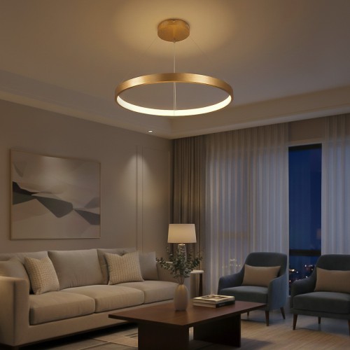 kelvo® NEMESIS KLV-101-0213 Κρεμαστό Φωτιστικό Οροφής LED 67W 6700lm 180° AC 220-240V IP20 Ρυθμιζόμενο Λευκό CCT με Χειριστήριο από 2700K έως 6000K Dimmable - Lumileds SMD Chip - Χρυσό Πλατίνα - Μ80 x Π80 x Υ4cm - 3 Χρόνια Εγγύηση Διακόσμηση - Φως - Χαλιά